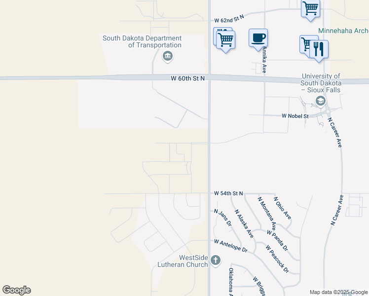 map of restaurants, bars, coffee shops, grocery stores, and more near 4609 North Graduate Avenue in Sioux Falls