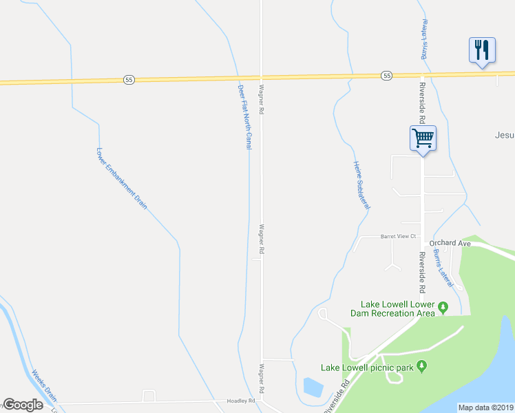 map of restaurants, bars, coffee shops, grocery stores, and more near 15597 Wagner Road in Caldwell