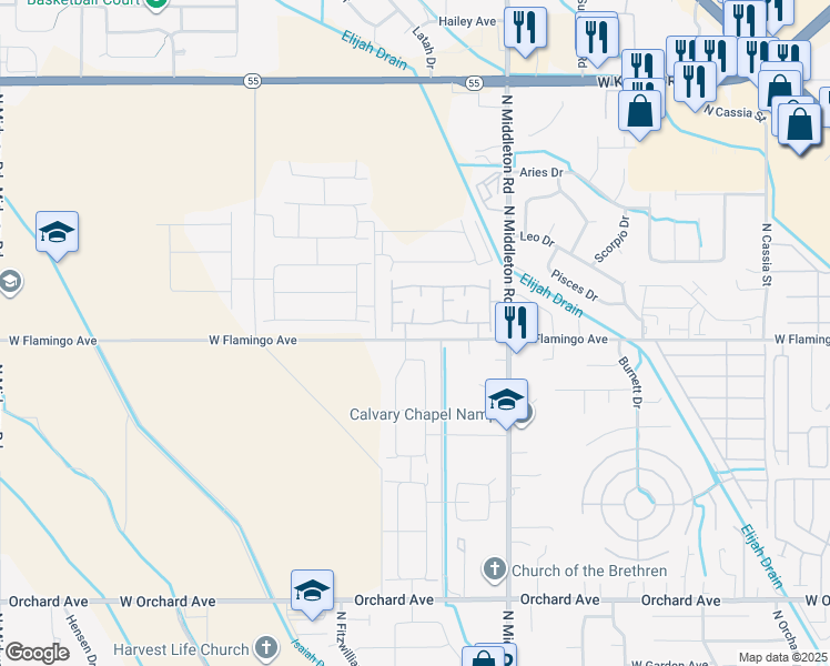 map of restaurants, bars, coffee shops, grocery stores, and more near 11373 West Flamingo Avenue in Nampa