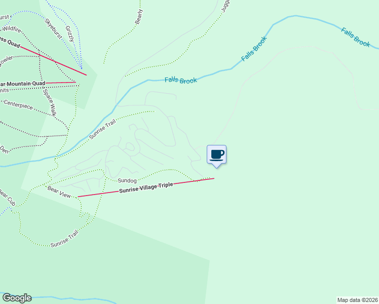 map of restaurants, bars, coffee shops, grocery stores, and more near 287 Falls Brook Road in Killington