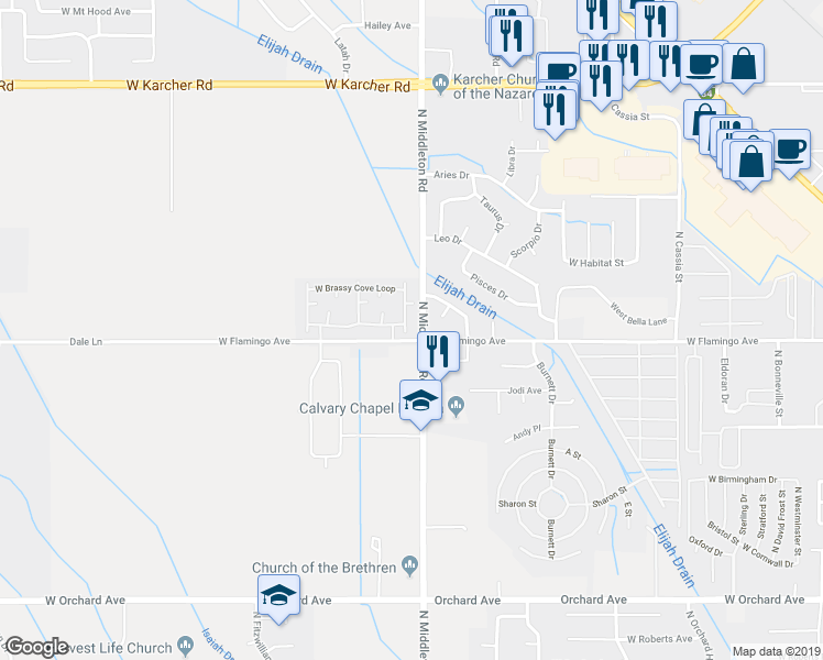 map of restaurants, bars, coffee shops, grocery stores, and more near 1408 North Middleton Road in Nampa