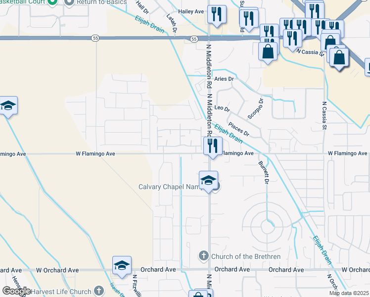 map of restaurants, bars, coffee shops, grocery stores, and more near 11291 West Flamingo Avenue in Nampa