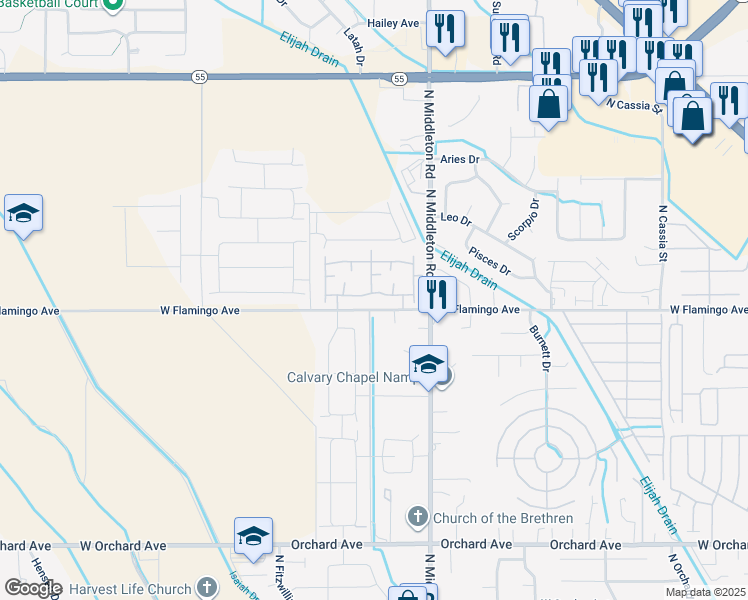 map of restaurants, bars, coffee shops, grocery stores, and more near 11291 West Flamingo Avenue in Nampa