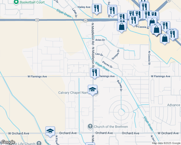 map of restaurants, bars, coffee shops, grocery stores, and more near 1408 North Middleton Road in Nampa