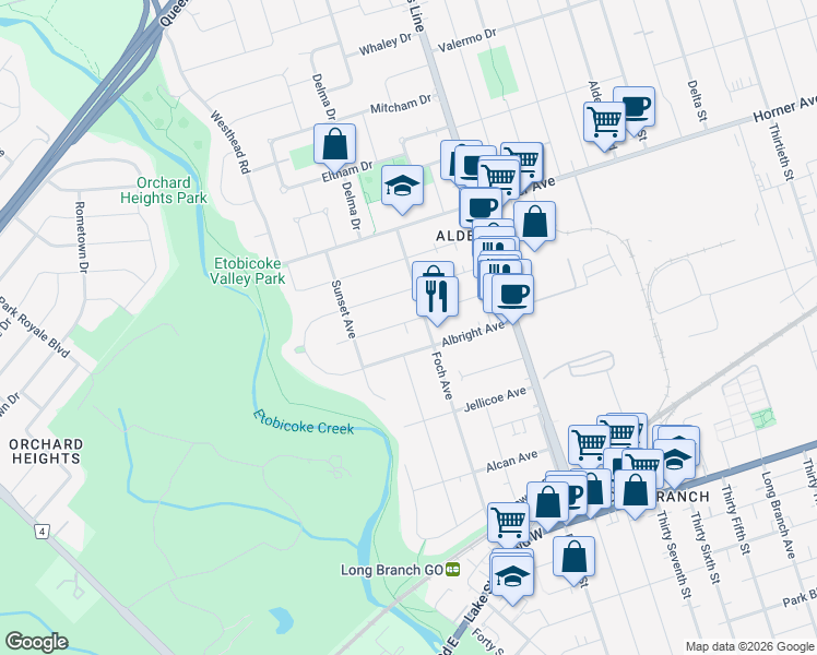 map of restaurants, bars, coffee shops, grocery stores, and more near in Toronto
