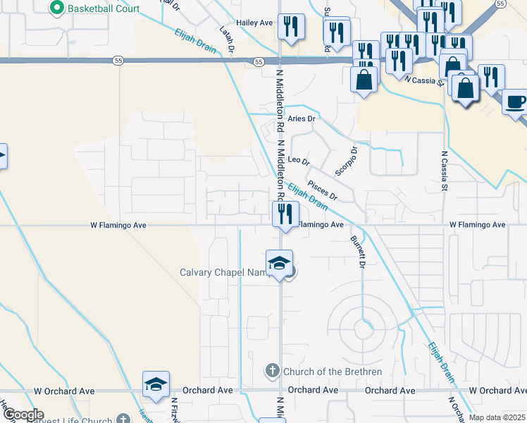 map of restaurants, bars, coffee shops, grocery stores, and more near 11160 West Brassy Cove Loop in Nampa
