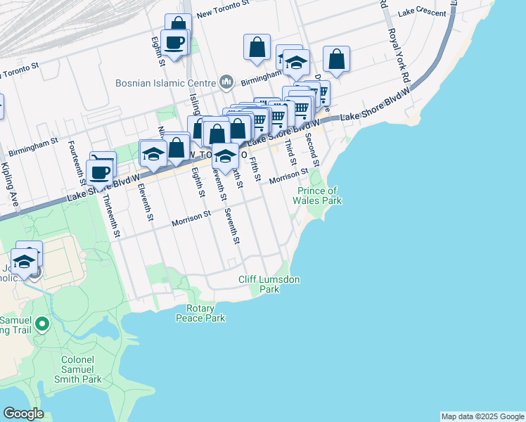 map of restaurants, bars, coffee shops, grocery stores, and more near in Toronto