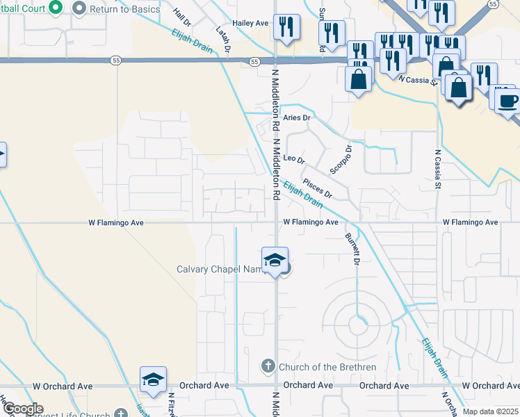 map of restaurants, bars, coffee shops, grocery stores, and more near 11188 West Brassy Cove Loop in Nampa