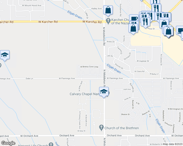 map of restaurants, bars, coffee shops, grocery stores, and more near 11148 West Brassy Cove Loop in Nampa