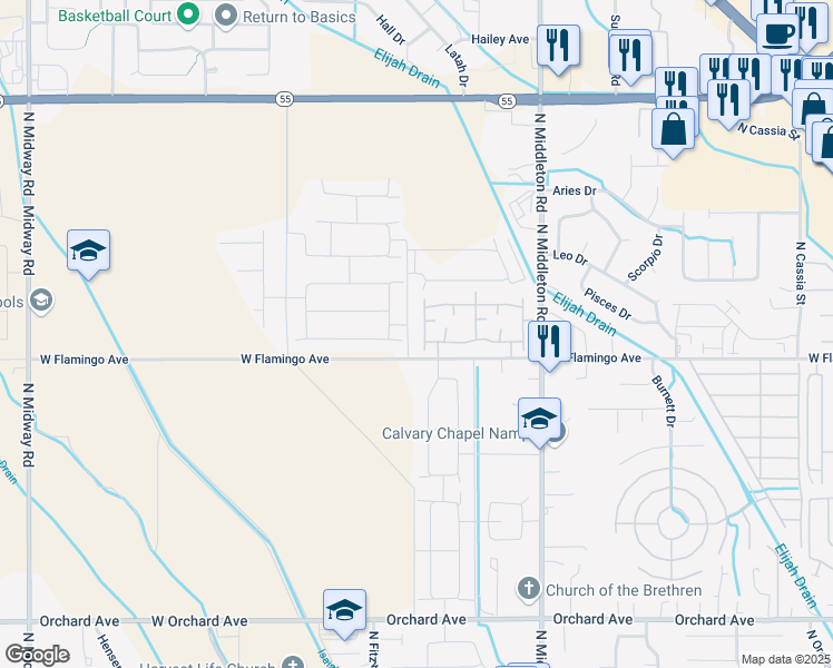 map of restaurants, bars, coffee shops, grocery stores, and more near 11118 West Brassy Cove Loop in Nampa