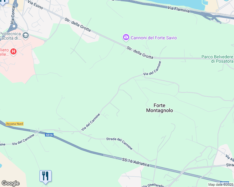 map of restaurants, bars, coffee shops, grocery stores, and more near 11 Via Carmine Del in Ancona