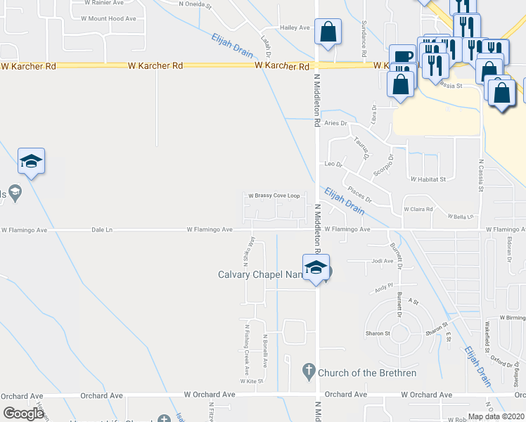 map of restaurants, bars, coffee shops, grocery stores, and more near 11148 West Brassy Cove Loop in Nampa