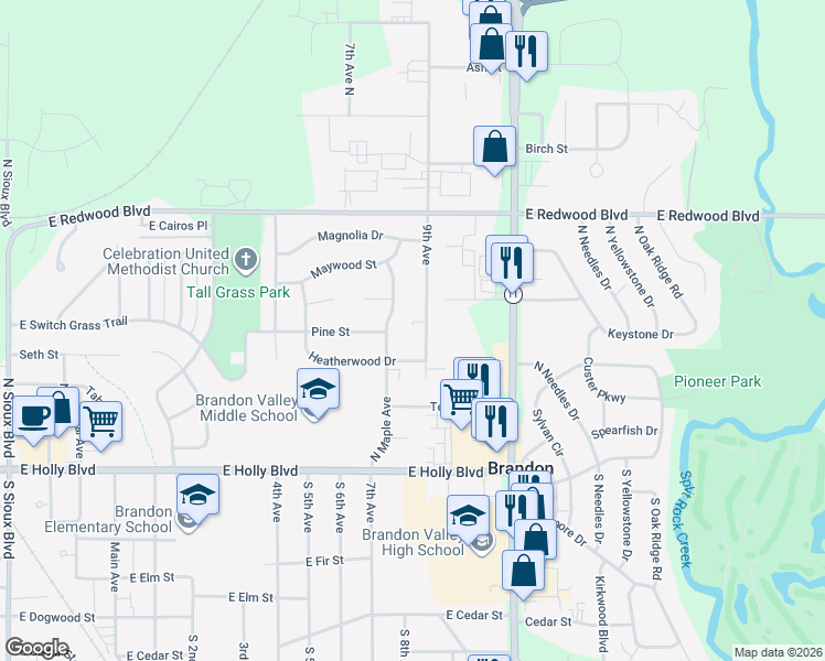 map of restaurants, bars, coffee shops, grocery stores, and more near 401 9th Avenue in Brandon