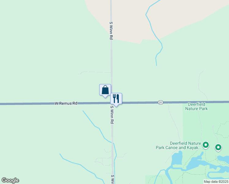 map of restaurants, bars, coffee shops, grocery stores, and more near South Winn Road in Mount Pleasant