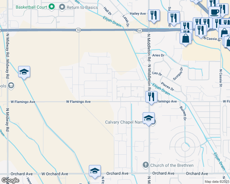 map of restaurants, bars, coffee shops, grocery stores, and more near 11109 West Brassy Cove Loop in Nampa
