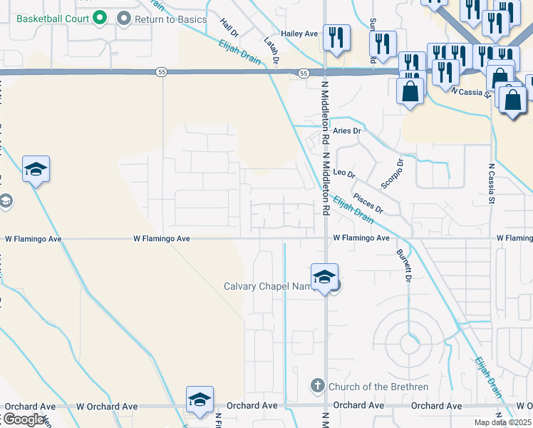 map of restaurants, bars, coffee shops, grocery stores, and more near 11070 West Brassy Cove Loop in Nampa