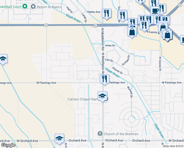 map of restaurants, bars, coffee shops, grocery stores, and more near 15556 North Kodee Way in Nampa
