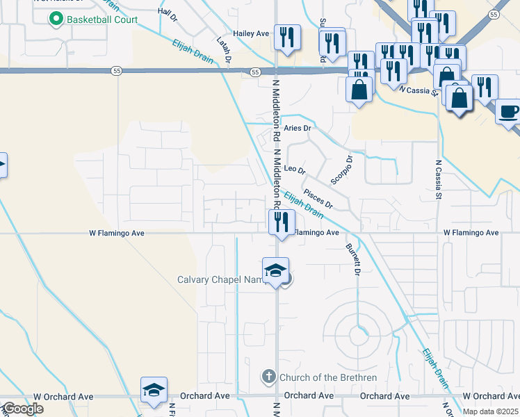 map of restaurants, bars, coffee shops, grocery stores, and more near 11160 West Brassy Cove Loop in Nampa