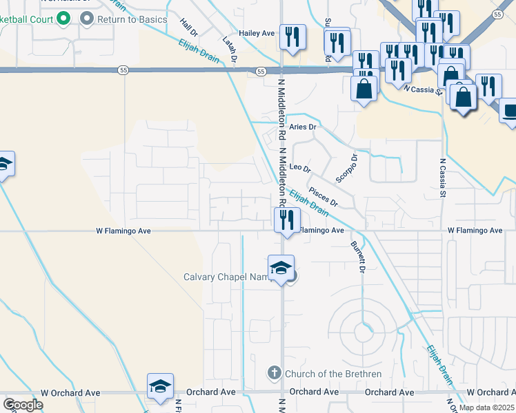 map of restaurants, bars, coffee shops, grocery stores, and more near 11160 West Brassy Cove Loop in Nampa