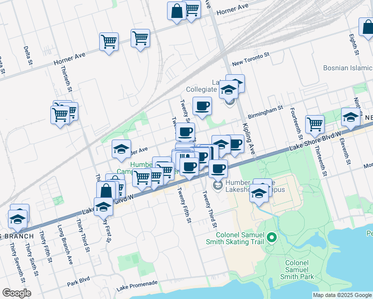 map of restaurants, bars, coffee shops, grocery stores, and more near in Toronto