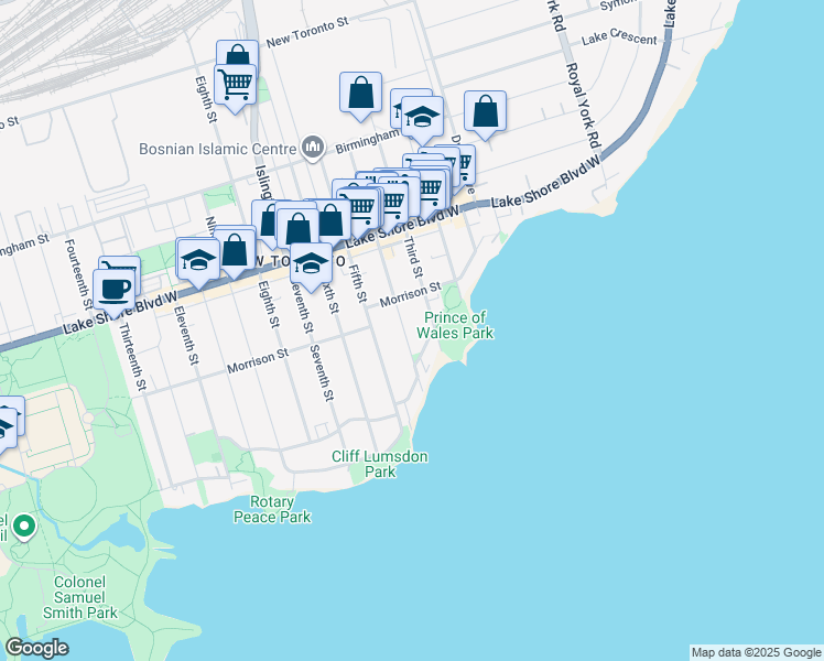 map of restaurants, bars, coffee shops, grocery stores, and more near in Toronto