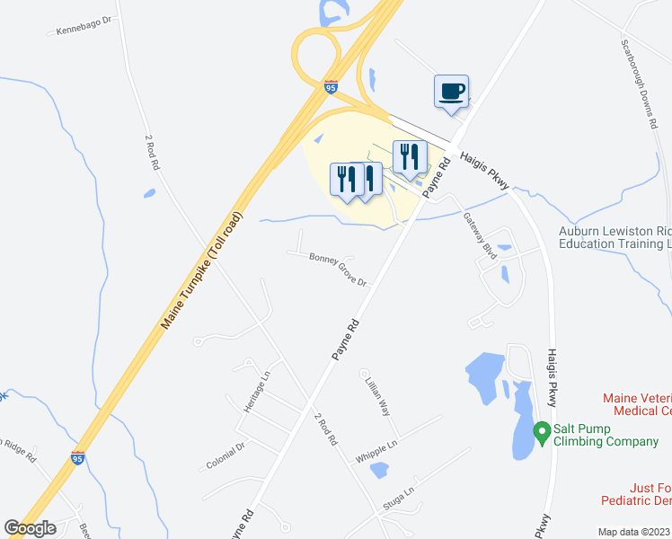 map of restaurants, bars, coffee shops, grocery stores, and more near 8 Bonney Grove Drive in Scarborough
