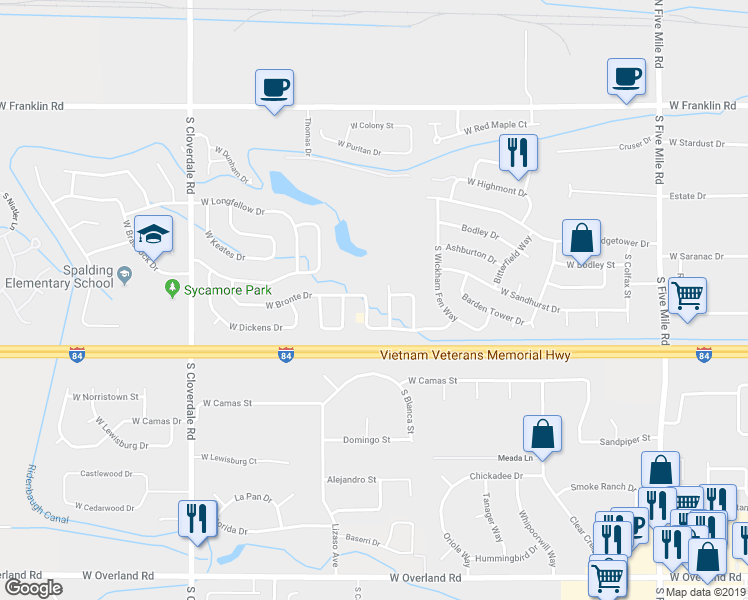 map of restaurants, bars, coffee shops, grocery stores, and more near 670 South Amaya Avenue in Boise