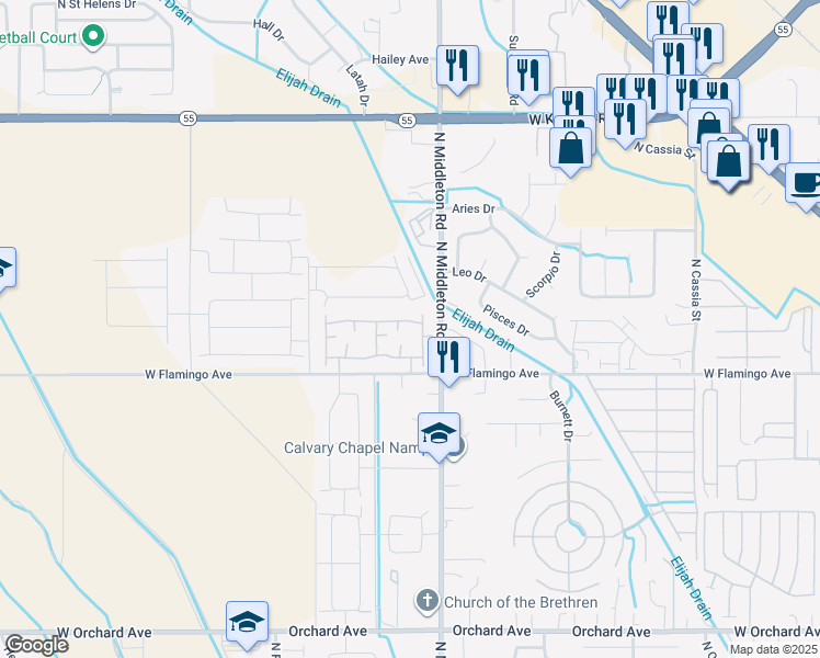 map of restaurants, bars, coffee shops, grocery stores, and more near 11160 West Brassy Cove Loop in Nampa