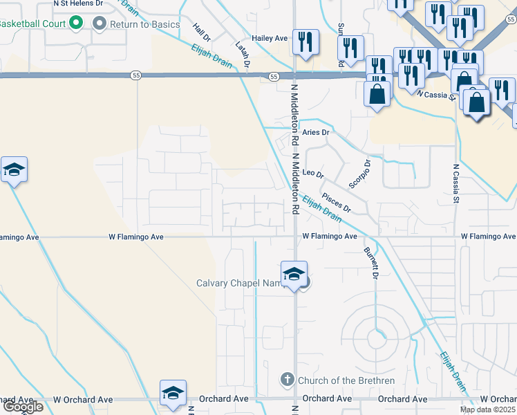 map of restaurants, bars, coffee shops, grocery stores, and more near 15560 North Kodee Way in Nampa