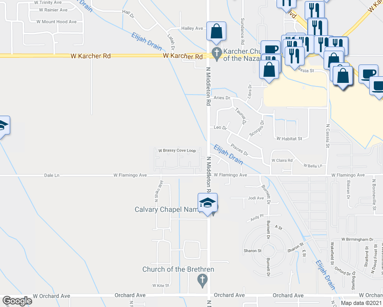 map of restaurants, bars, coffee shops, grocery stores, and more near 11160 West Brassy Cove Loop in Nampa