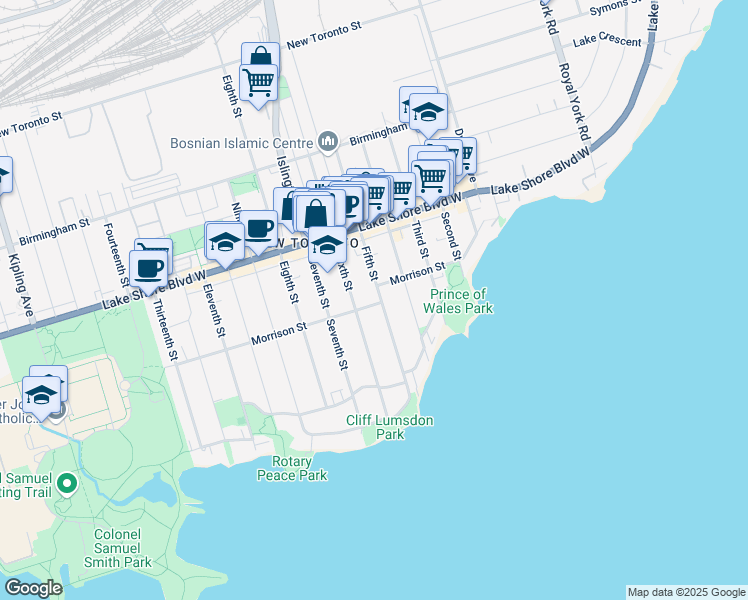 map of restaurants, bars, coffee shops, grocery stores, and more near 77 Sixth Street in Toronto
