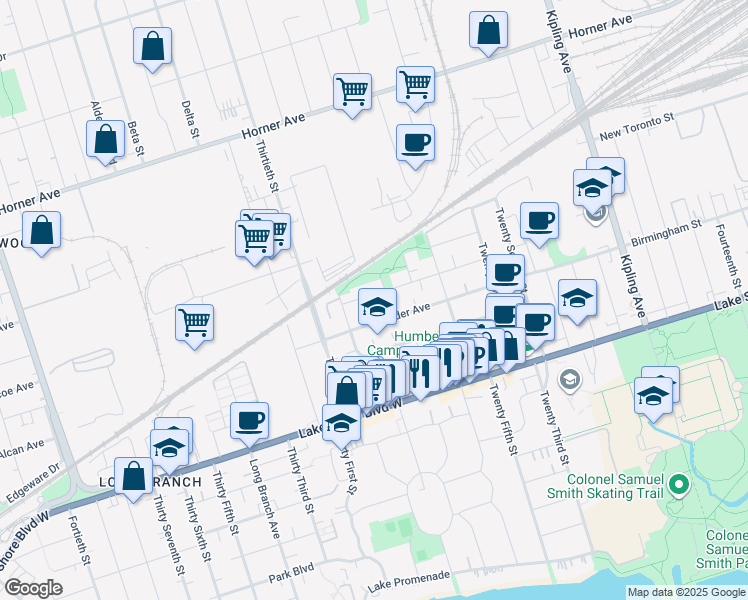 map of restaurants, bars, coffee shops, grocery stores, and more near 79A Laburnham Avenue in Toronto