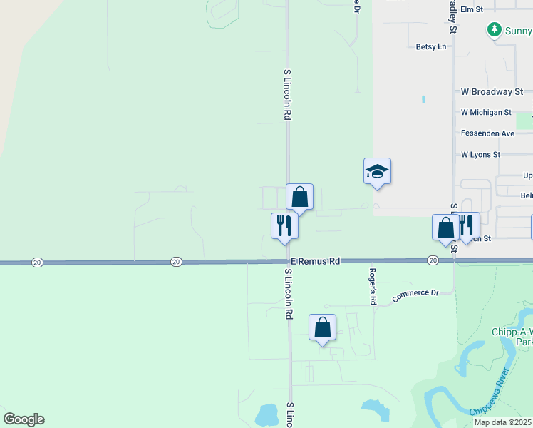 map of restaurants, bars, coffee shops, grocery stores, and more near 1938 Oakwood Drive in Mount Pleasant