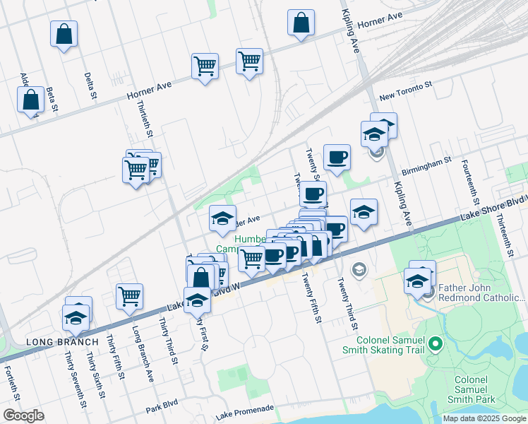 map of restaurants, bars, coffee shops, grocery stores, and more near in Toronto