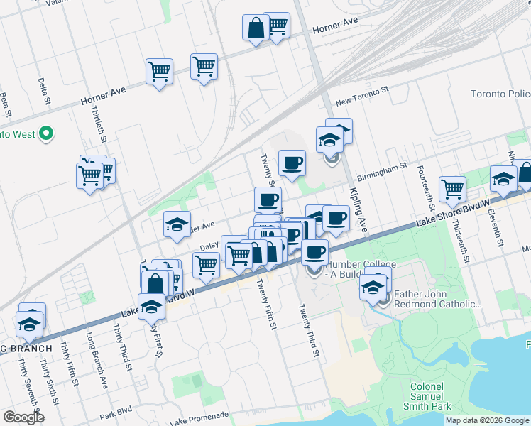 map of restaurants, bars, coffee shops, grocery stores, and more near in Toronto