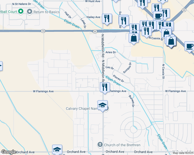 map of restaurants, bars, coffee shops, grocery stores, and more near 11167 West Brassy Cove Loop in Nampa