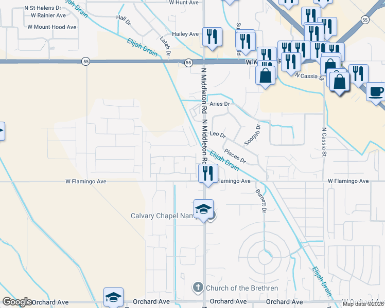 map of restaurants, bars, coffee shops, grocery stores, and more near 11160 West Brassy Cove Loop in Nampa