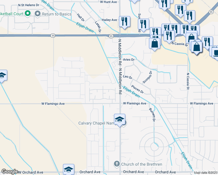 map of restaurants, bars, coffee shops, grocery stores, and more near 11159 West Brassy Cove Loop in Nampa