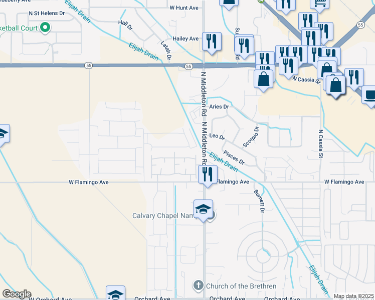map of restaurants, bars, coffee shops, grocery stores, and more near 11160 West Brassy Cove Loop in Nampa