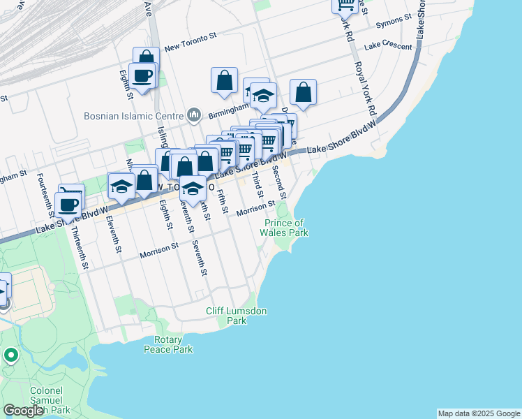 map of restaurants, bars, coffee shops, grocery stores, and more near in Toronto