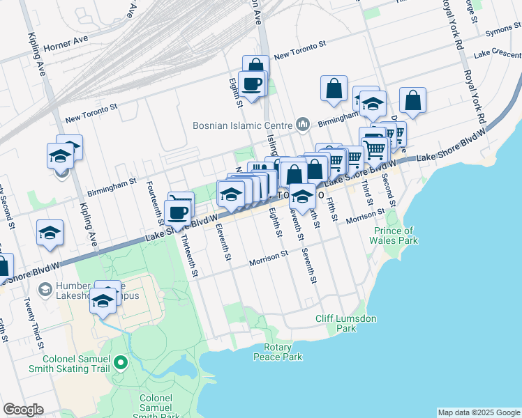map of restaurants, bars, coffee shops, grocery stores, and more near in Toronto