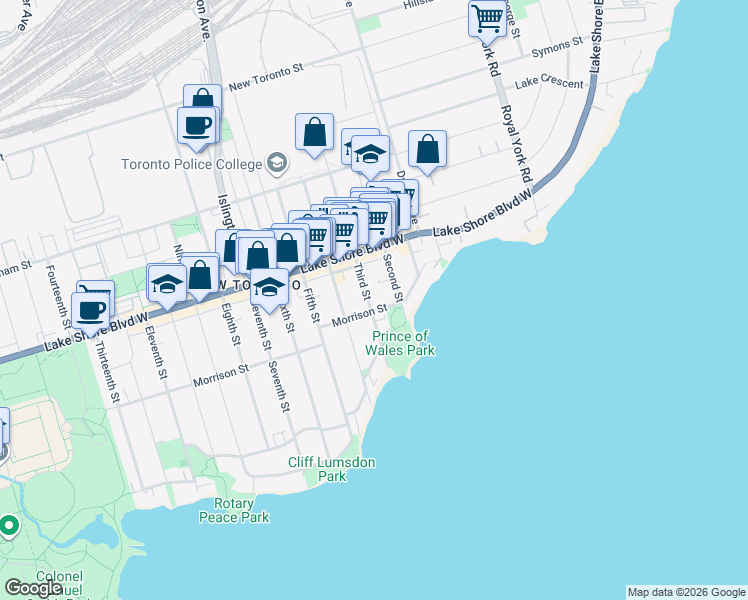 map of restaurants, bars, coffee shops, grocery stores, and more near in Toronto