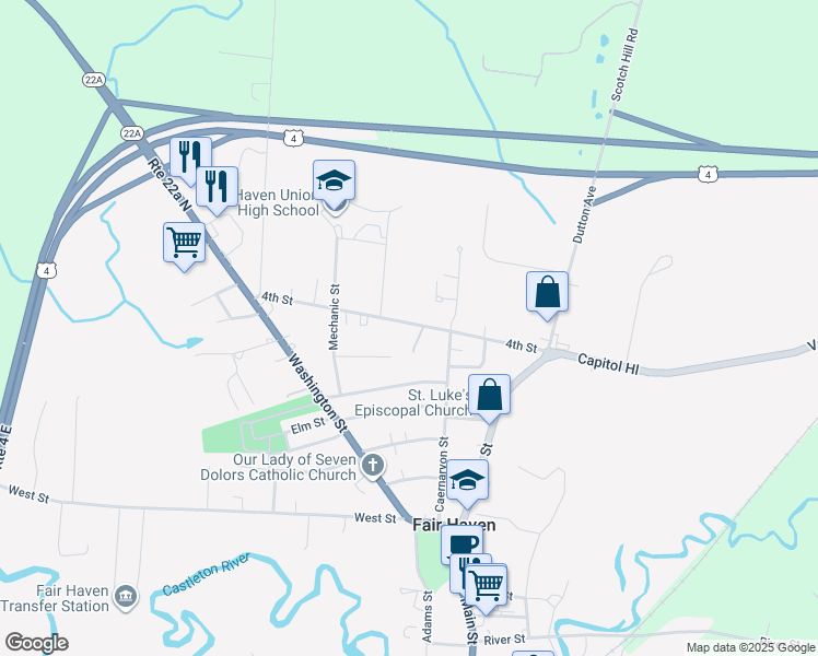 map of restaurants, bars, coffee shops, grocery stores, and more near 16 4th Street in Fair Haven