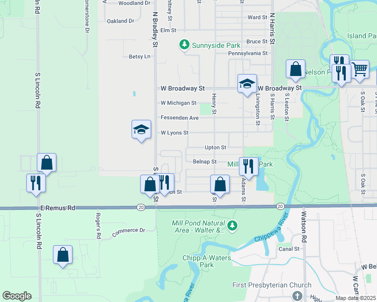 map of restaurants, bars, coffee shops, grocery stores, and more near 1523 Upton Street in Mount Pleasant