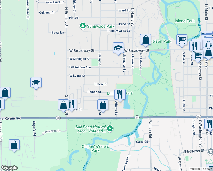 map of restaurants, bars, coffee shops, grocery stores, and more near 1301-1399 Upton Street in Mount Pleasant