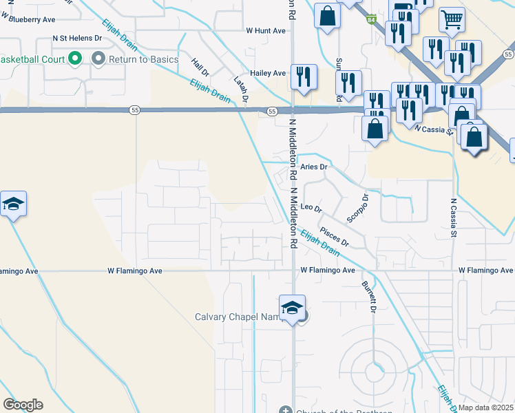 map of restaurants, bars, coffee shops, grocery stores, and more near 11143 West Brassy Cove Loop in Nampa