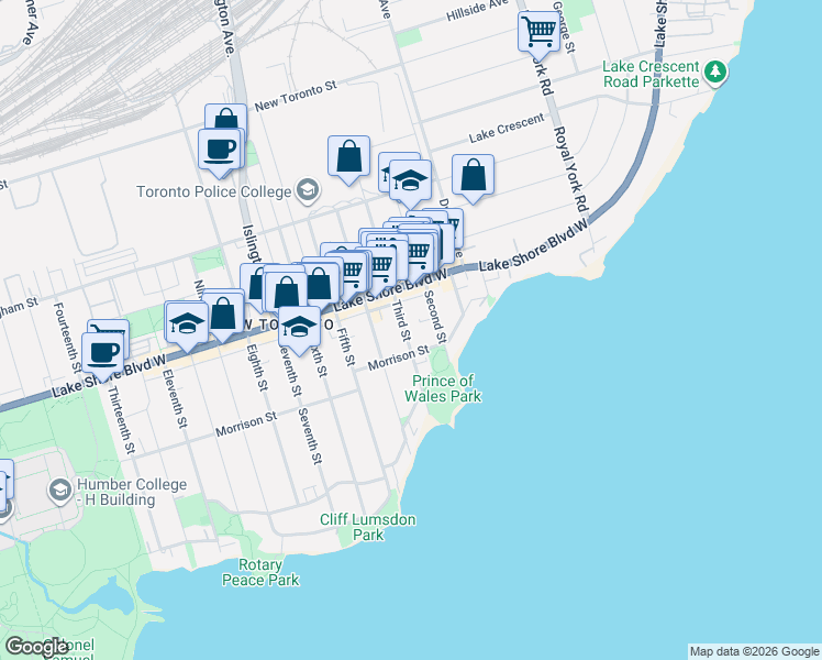 map of restaurants, bars, coffee shops, grocery stores, and more near in Toronto
