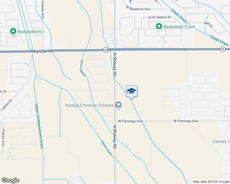 map of restaurants, bars, coffee shops, grocery stores, and more near 15733 North Midway Road in Nampa