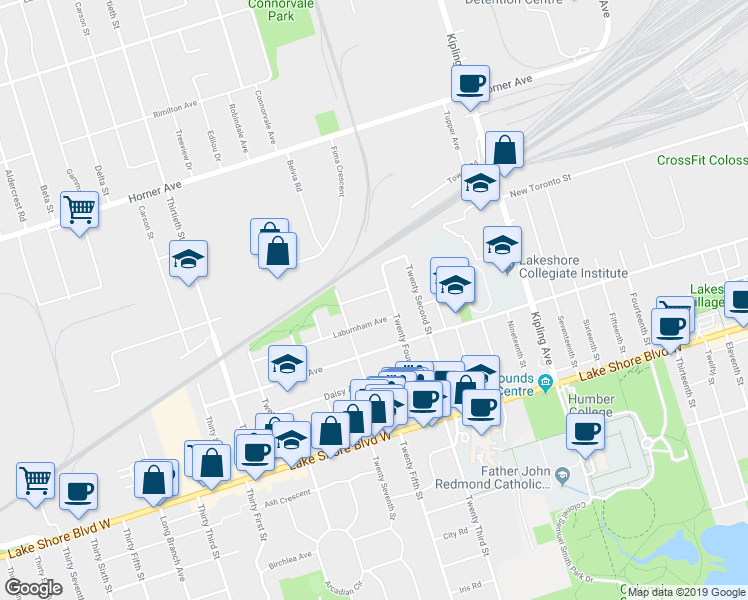 map of restaurants, bars, coffee shops, grocery stores, and more near in Toronto