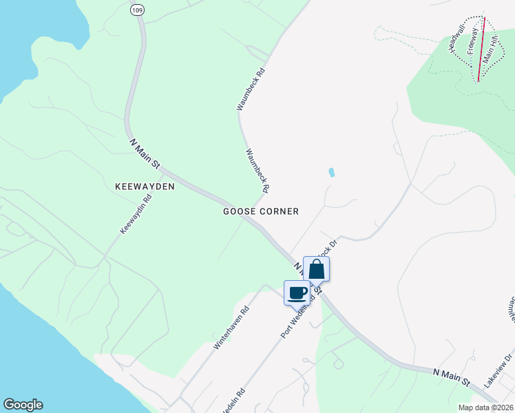 map of restaurants, bars, coffee shops, grocery stores, and more near 36 Waumbeck Road in Wolfeboro